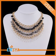 Black Crystal Beaded Chain Necklace