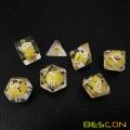 Bescon Yellow Chicken Rpg Dice Set de 7, juego de dados de juego poliédrico de pollo novedoso