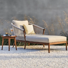 Hot Sale Solid Wood Sun Lounger Chair with Cushion for Poolside Leisure