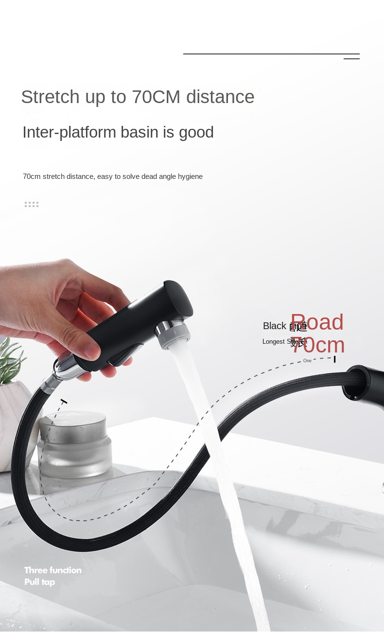 Matte Black Pull out Basin Faucet