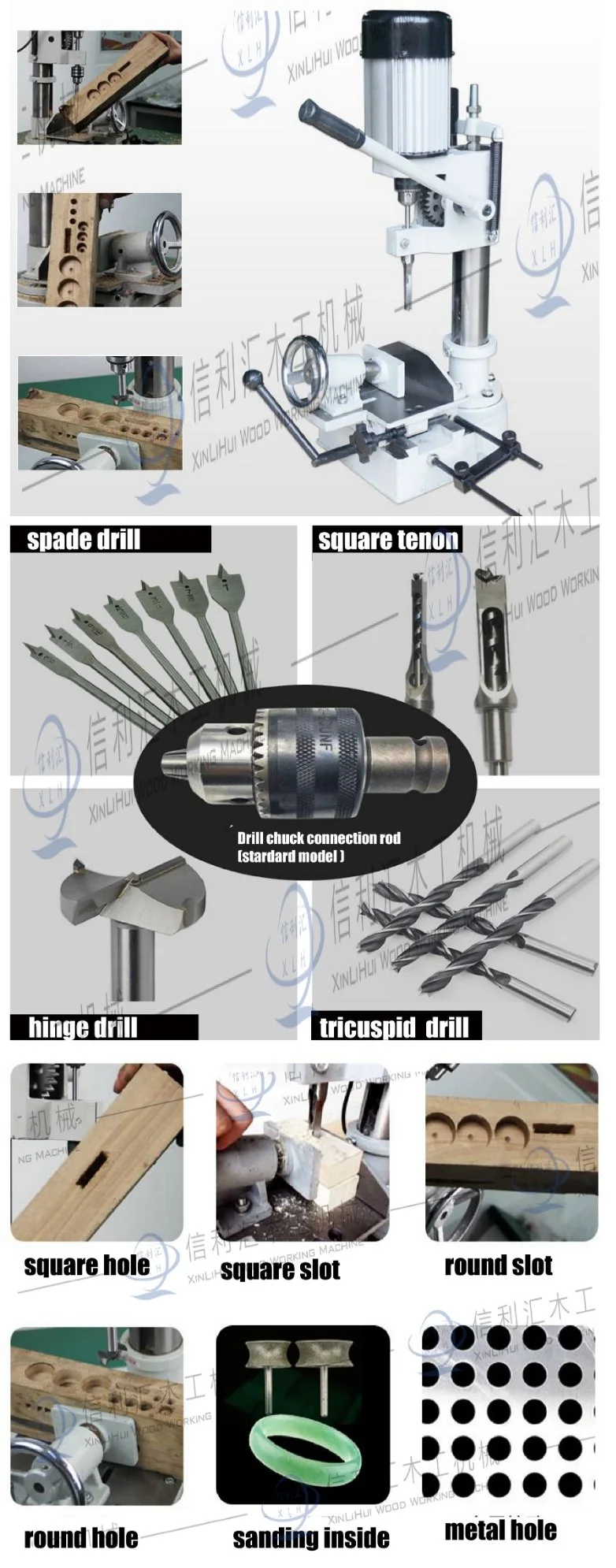 Woodworking Smashing Machine Square Hole Machine Square Eye Machine Square Hole Drilling Eye Machine Opening Machine Square Hole Drilling and Drilling Machine