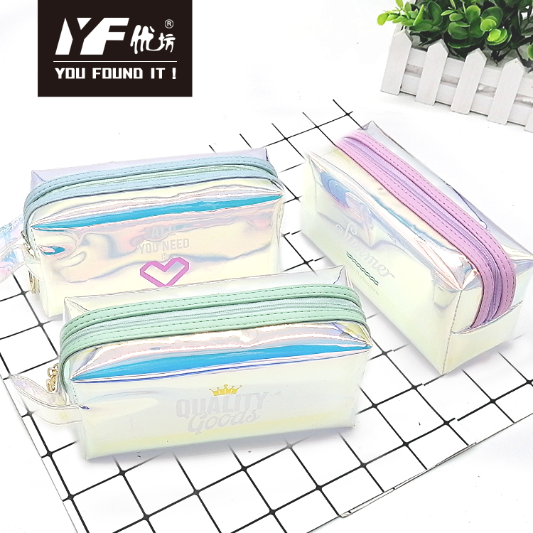 ​Custom lovely laser TPU leather clear handbag cosmetic bag pencil case&bag multifunctional bag for girls