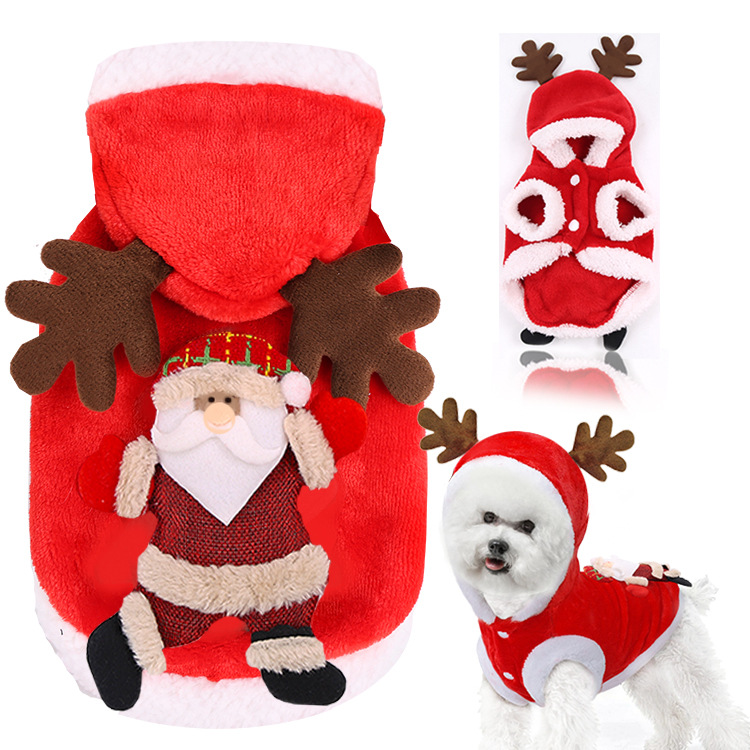 Hot Selling Christmas Pet Supplies Clothes Cat Cotton Clothing Funny Winter Snowman Elk Dog Clothes