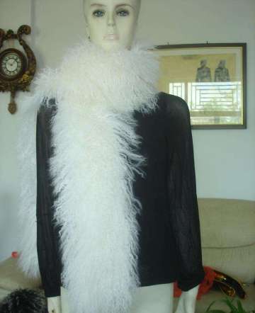 Fashion Handmade Grey Mongolian Lamb Fur Scarf