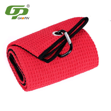 Tri-Fold Waffle Golf Handduk Premium Microfiber Fabric Handduk