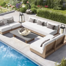 Luxury Garden hotel Furniture waterproof Outdoor Sofa patio teak wood sofa beach leisure teak sofa set
