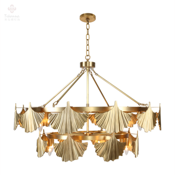 American Style Solid Brass Ginkgo Leaf Chandeliers for Home Projects - OEM ODM Available