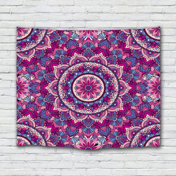 Bohemian Tapestry Mandala Wall Hanging Indian Hippie Boho Psychedelic Tapestry for Livingroom Bedroom Home Dorm Decor Rose Red