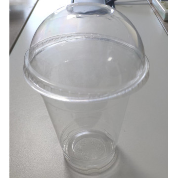 12 onças de cúpula de copo frio de plástico de estimação/tampa plana