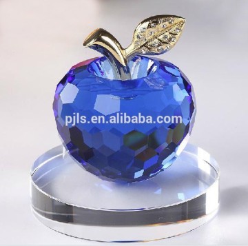 Decorative glass apple/crystal apple with metal leaf and mirror base