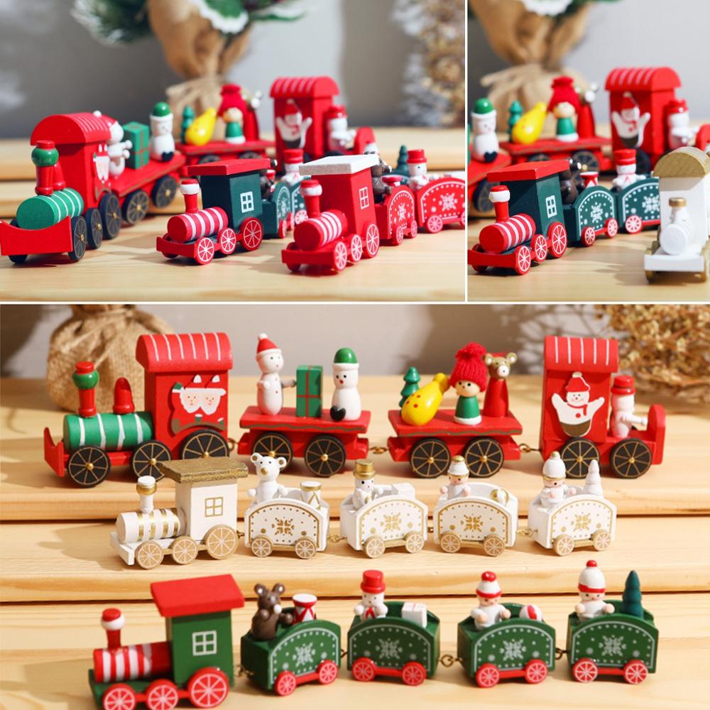 Merry Christmas Wooden Train Ornament Christmas Decoration For Home Santa Claus Gift Natal Navidad Noel 2022 New Year Xmas Decor