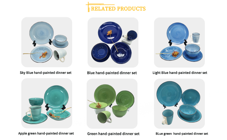 Cheap price dinnerware set hand painted round crockery ceramic dinner set for home and hotel