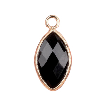 Black Onyx Faceted Horse Eye Pendant Wrapped Gold Charms for DIY Making Jewelry