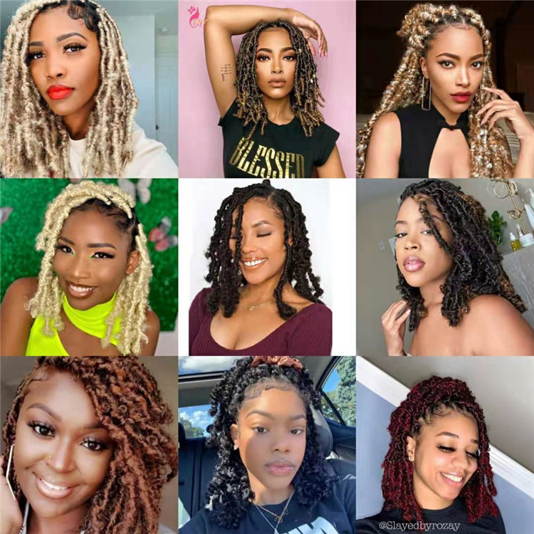 New Style Butterfly Locs Crochet Hair Short Bob Butterfly Locs Distressed Locs Natural Pre Looped Crochet Braids Hair Extension