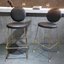 Gold Stainless Steel Bar Stool with High Counter Height and Back
