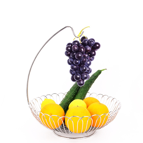 wire basket metal chrome hanging fruit basket