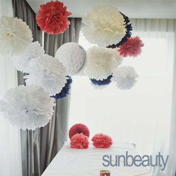 2015 New design paper decorative items wholesale pompom hanging