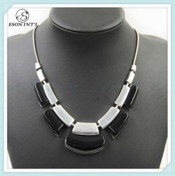 2015 Latest Design Elegance Women Simple Silver Black Choker Necklace