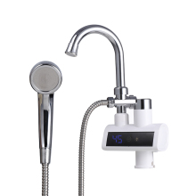 Modern White Electric Shower Faucet with Digital Display and Heating Function