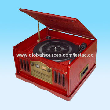 Nostalgia Wooden Music Center with Built-in Adapter