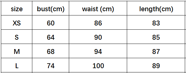 Size table