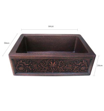 Customized Copper Sinks: Engraved Design Artisan Commercial Single Bowl Kitchen Sinks