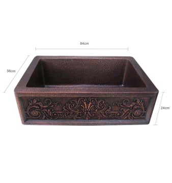 Customized Copper Sinks: Engraved Design Artisan Commercial Single Bowl Kitchen Sinks