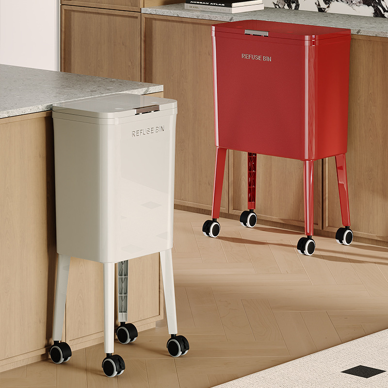 Large Capacity Rollable Bathroom Trash Bin with Anti-Bend Design