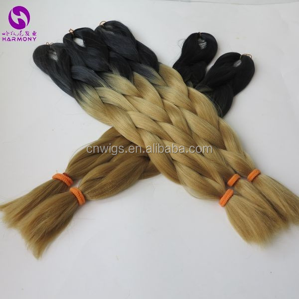 24" 100g/pc Coffee Brown Blonde Henlon Fiber Ombre Two Tone Colored Jumbo Braid Synthetic Box Crochet Ombre Braiding Hair