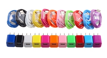 Colorful Us USB Wall Chargers and Data Cable for Iphones and Ipods