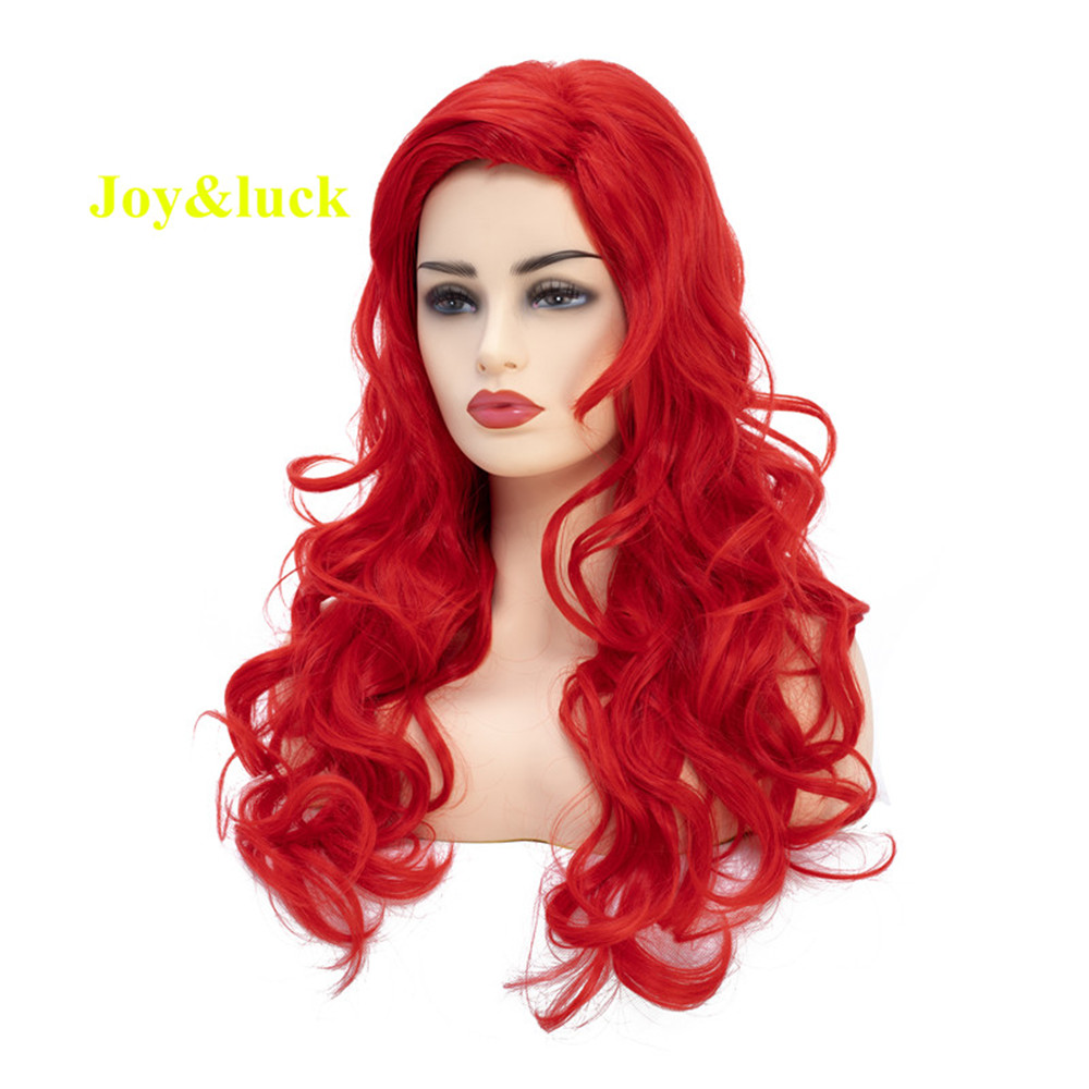 24inch Hot Sale Long Natural Wave Wig Copper Red Color Synthetic Wig for Women Costume Hair Wigs Cosplay or Daily Use
