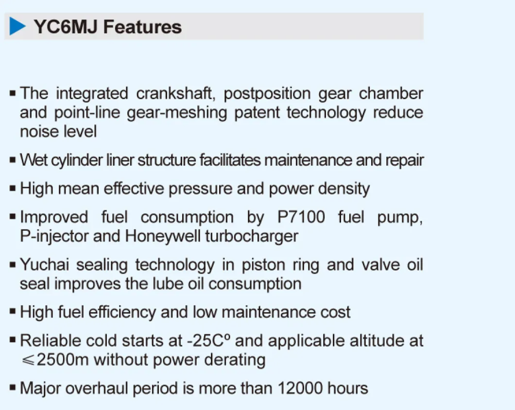 Water-Cooled Yc6mj480L-D20 Yuchai Diesel Engine with Low Maintenance Cost