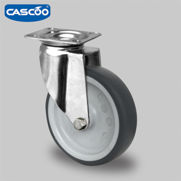 CASCOO 80MM TPR Caster with Stainless Steel Wheel for Trolleys and Racks