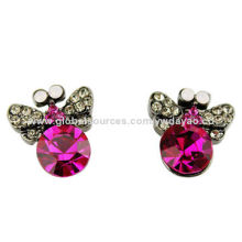 Butterfly shaped ruby crystal stud earrings