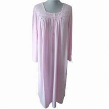 Women's Knit Long Nite with Front Placket Opening