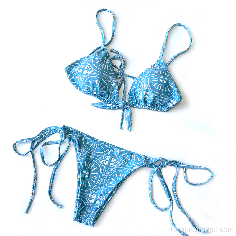 Costume da bagno a due pezzi sexy blu da donna