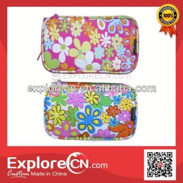 Colorful flower cosmetic bag with handle