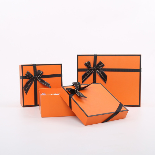 Aangepast logo oranje sjaalcadeau -dozen met lint