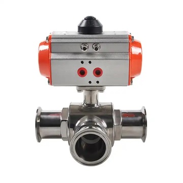 Position Spring Return SS304 Pneumatic 3way Ball Valve