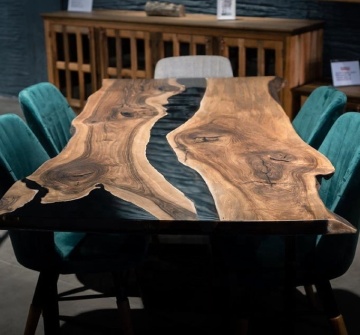 Custom Epoxy Resin Table Tops - MOQ 1, Multiple Colors & Wood Slabs