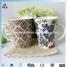 Bulk white ceramic mug with flower print