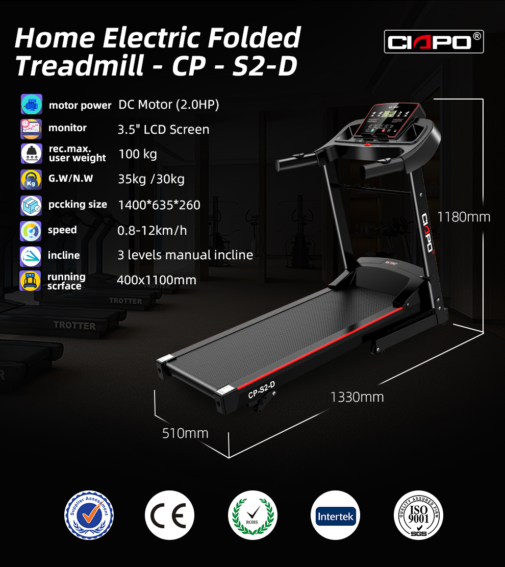 Fashion come & commercial folding treadmill incline running machine gym fitness equipment manufacturer professional China