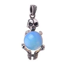 Gems Precious Opal Jewelry Skull Silver Pendant