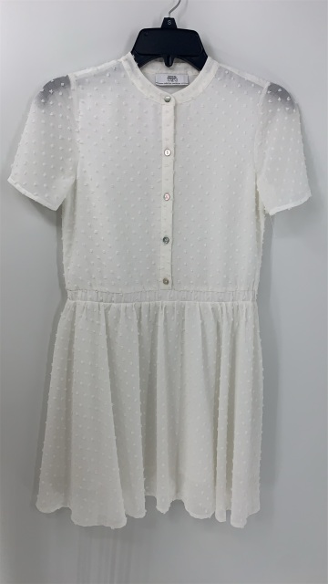 Women's White Dobby Short Sleeve Chiffon Dress