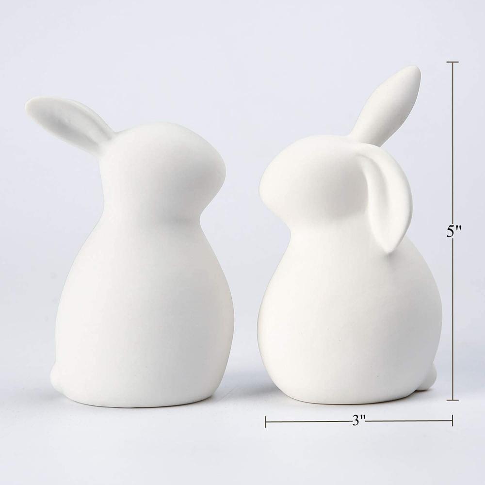 Decoración de Pascua de conejo blanco cerámico