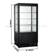 Single Door Glass Fridge Four Side Display Showcase Refrigerator Glass Cake Showcases