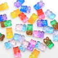 Glitter Resin Flat Back Bear Artificial Animal Gradient Gummy Bear Charms for Hair Accessories Phone Case Ornament