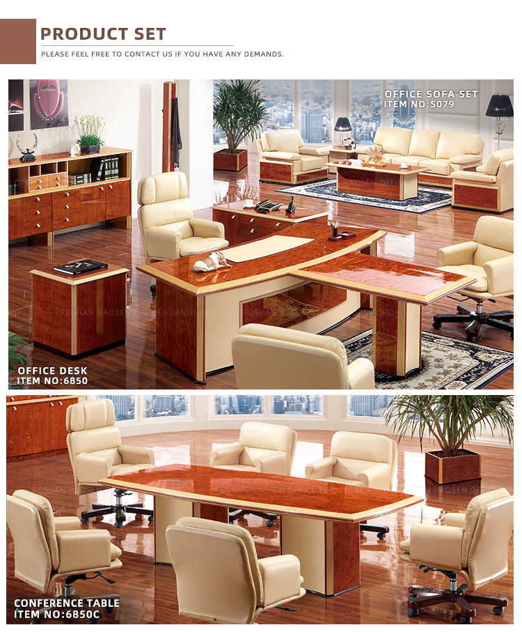 HAOSEN S079 Luxury Italian style HOME and office room Reception 1+1+3 seat Leather sofa