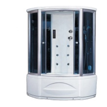 Black Steam Room with Spa Shower Bath Cabin and Whirlpool Bath