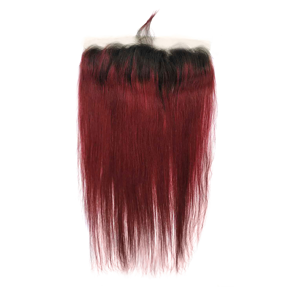 Hot selling Cheap Price High Quality Straight Hair Red Wine 13*4 Lace Frontal Closure For Black  Women